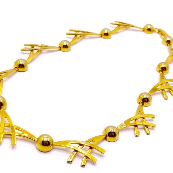 Vintage gold tone modernist choker necklace - Picture 2 of 8